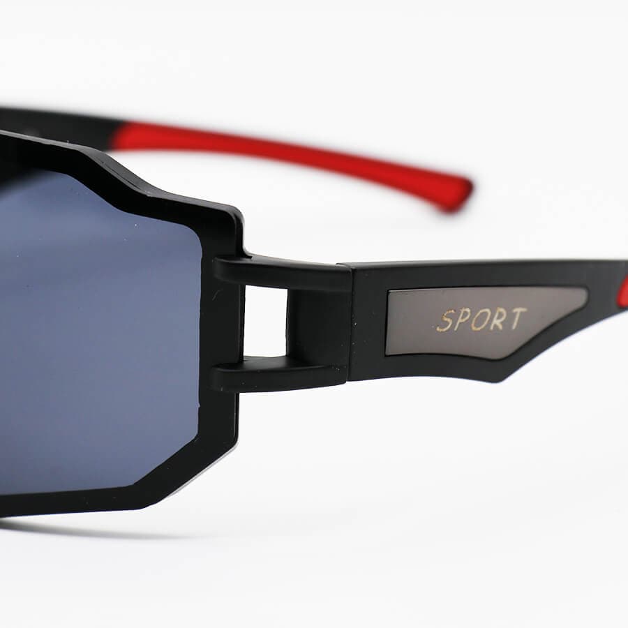 عینک ورزشی برند OAKLEY با فریم و دسته مشکی رنگ و لنز دودی تیره مدل BL5817 — تصویر ۶