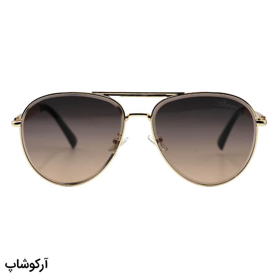 عینک آفتابی Chopard با فریم طلایی رنگ، شکل خلبانی و عدسی قهوهای سایه روشن مدل TJ72343 — تصویر ۲