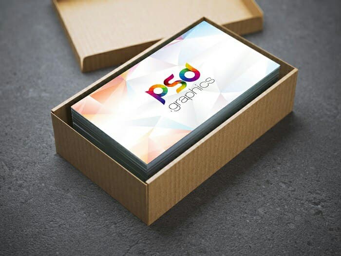 موکاپ قالب کارت ویزیت درون جعبه