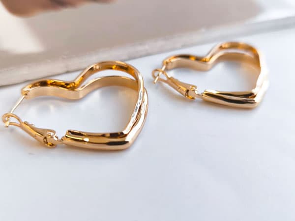 گوشواره قلب بزرگ ژوپینگ رنگ ثابت کد 10802 — تصویر ۴