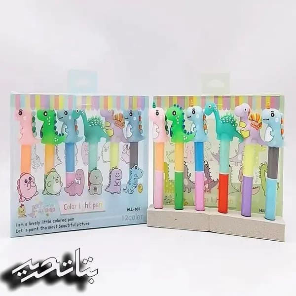 علامت زن هایلایت فانتزی 12 رنگ 065 حیوانات -سر مدادی 6 عدد — تصویر ۲