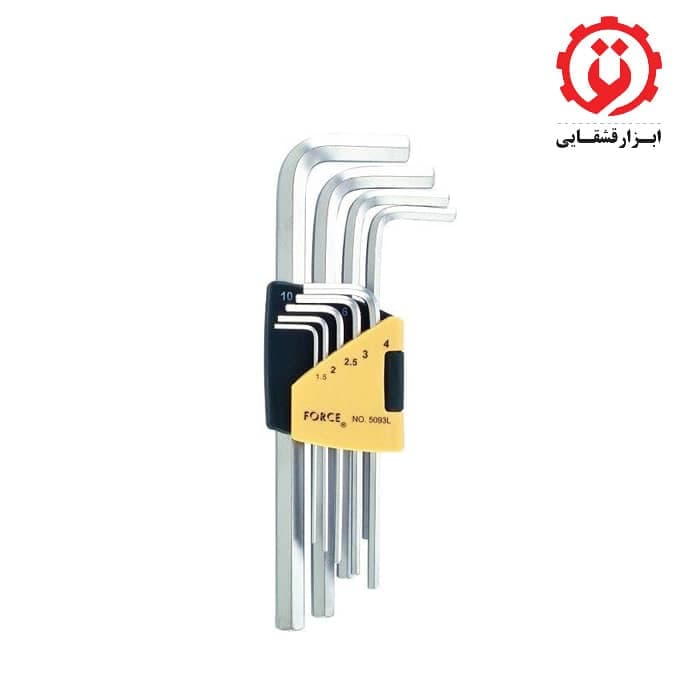 سری آچار آلن فول بلند اینچی 9 عددی فورس مدل 5093LS