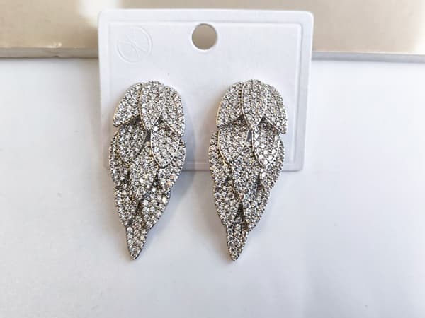 گوشواره طرح برگ نگین مخراج استیل کد 10742