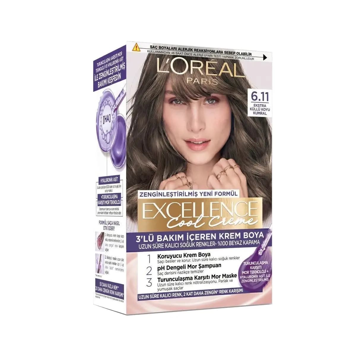 رنگ مو لورال 6.11 بلوند دودی تیره LOREAL — تصویر ۲