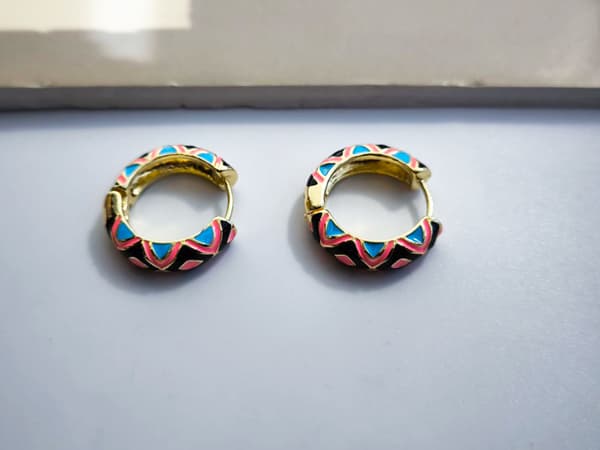 گوشواره میناکاری حلقه ای جدید ترند کد 10672