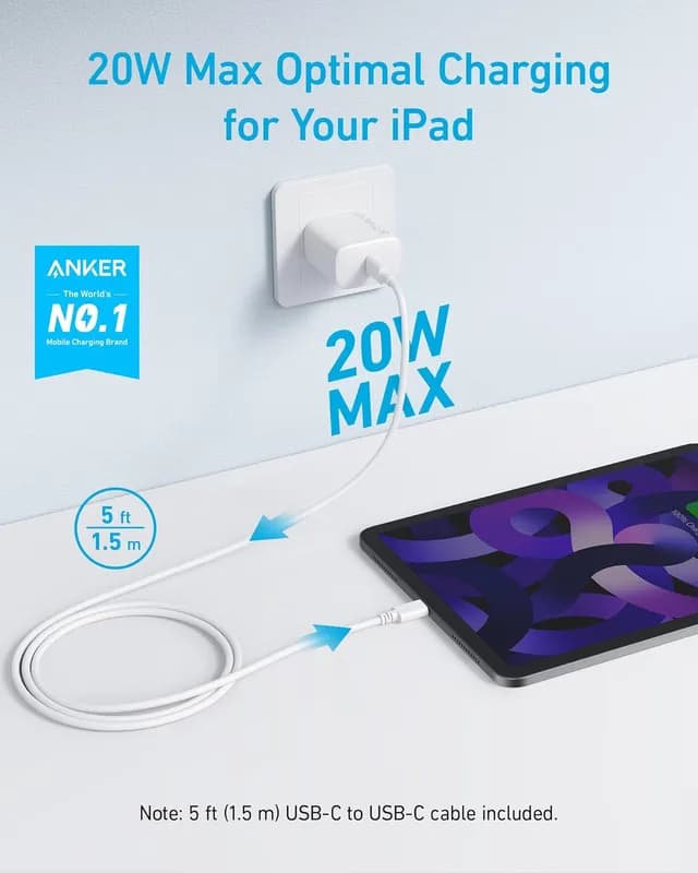 شارژر دیواری 20 وات انکر Anker 20W USB-C Fast Wall Charger B2347G21 دوپین ایران — تصویر ۳