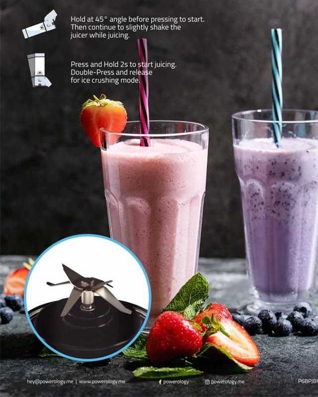 مخلوط کن 6 تیغه 126 وات پاورولوژی Powerology 6-Blades Portable Juicer P6BPJBK — تصویر ۵
