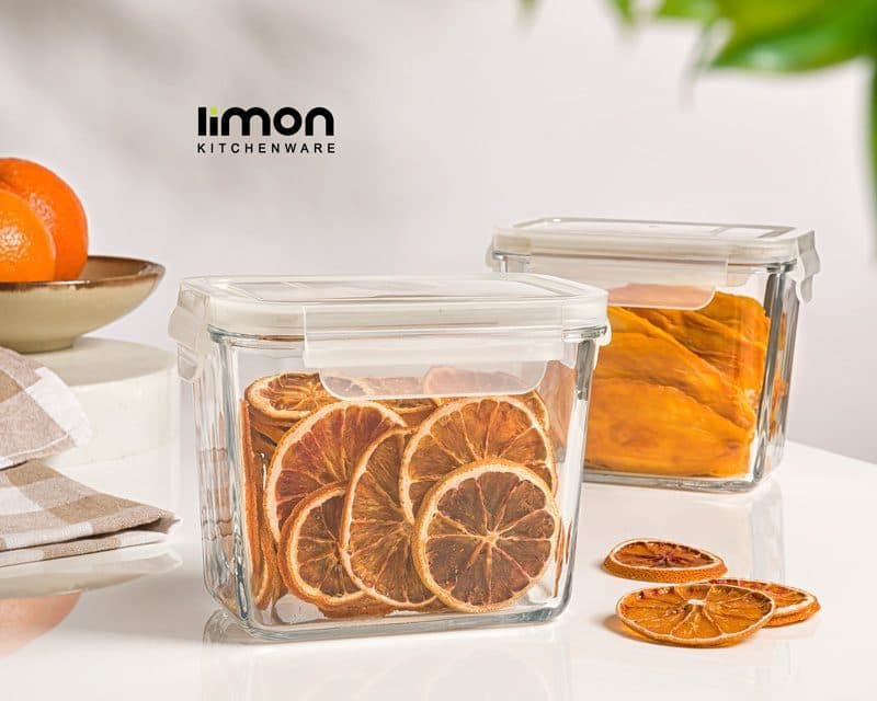 ظرف شیشه ای مستطیل 920 میلی لیتر لیمون کد 2153 — تصویر ۳