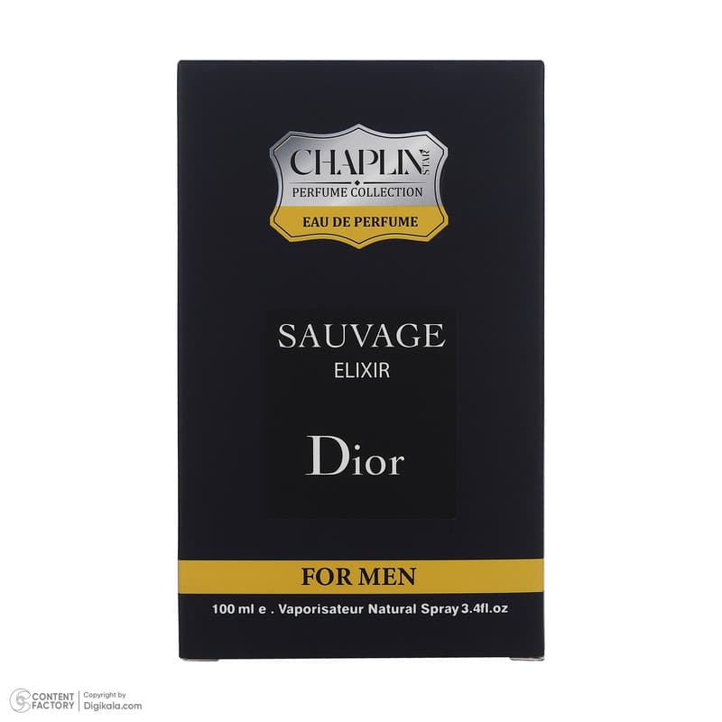 ادو پرفیوم مردانه چاپلین استار مدل Dior Sauvage Elixir با رایحه تلخ و معتدل حجم 100 میلی‌لیتر — تصویر ۳