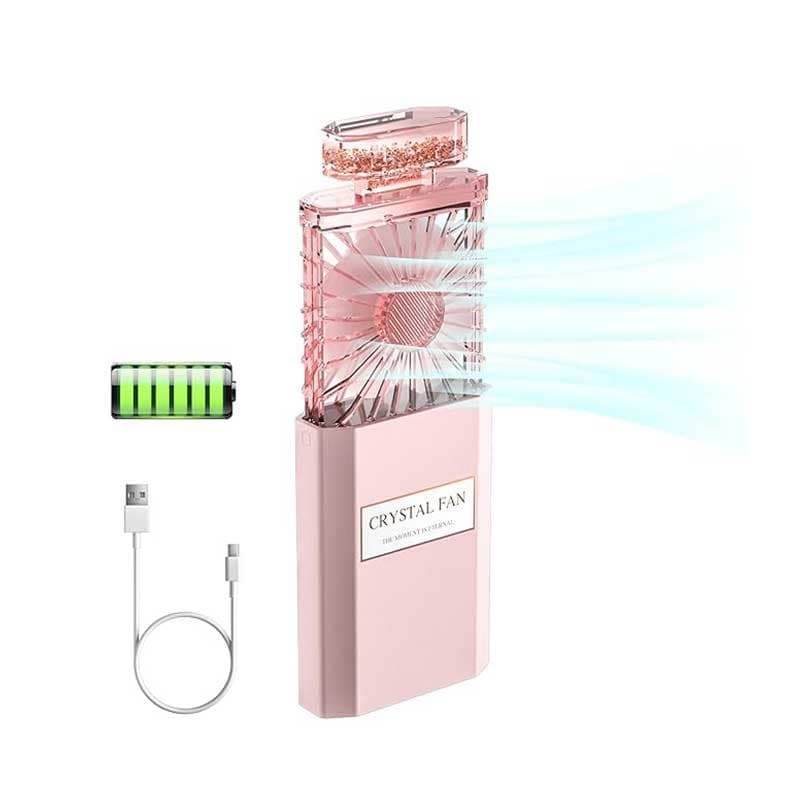 پنکه دستی همراه سنگ کریستال مدل PCXS-XFS برند LIGHTDESIRE صورتی
