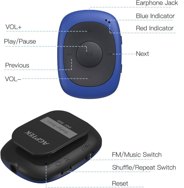 پخش‌کننده موسیقی MP3 Player برند AGPTEK مدل G02 با ظرفیت 8 گیگابایت — تصویر ۷