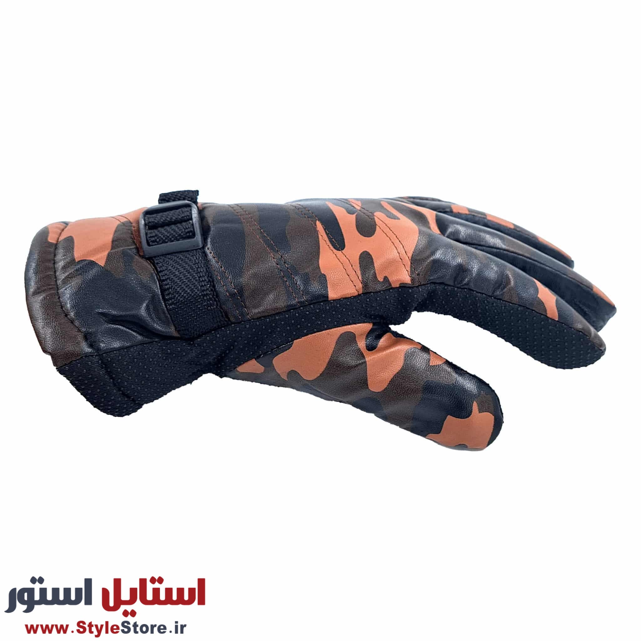 دستکش چرم مصنوعی مردانه مدل چریکی طرح S کد 1017 — تصویر ۳
