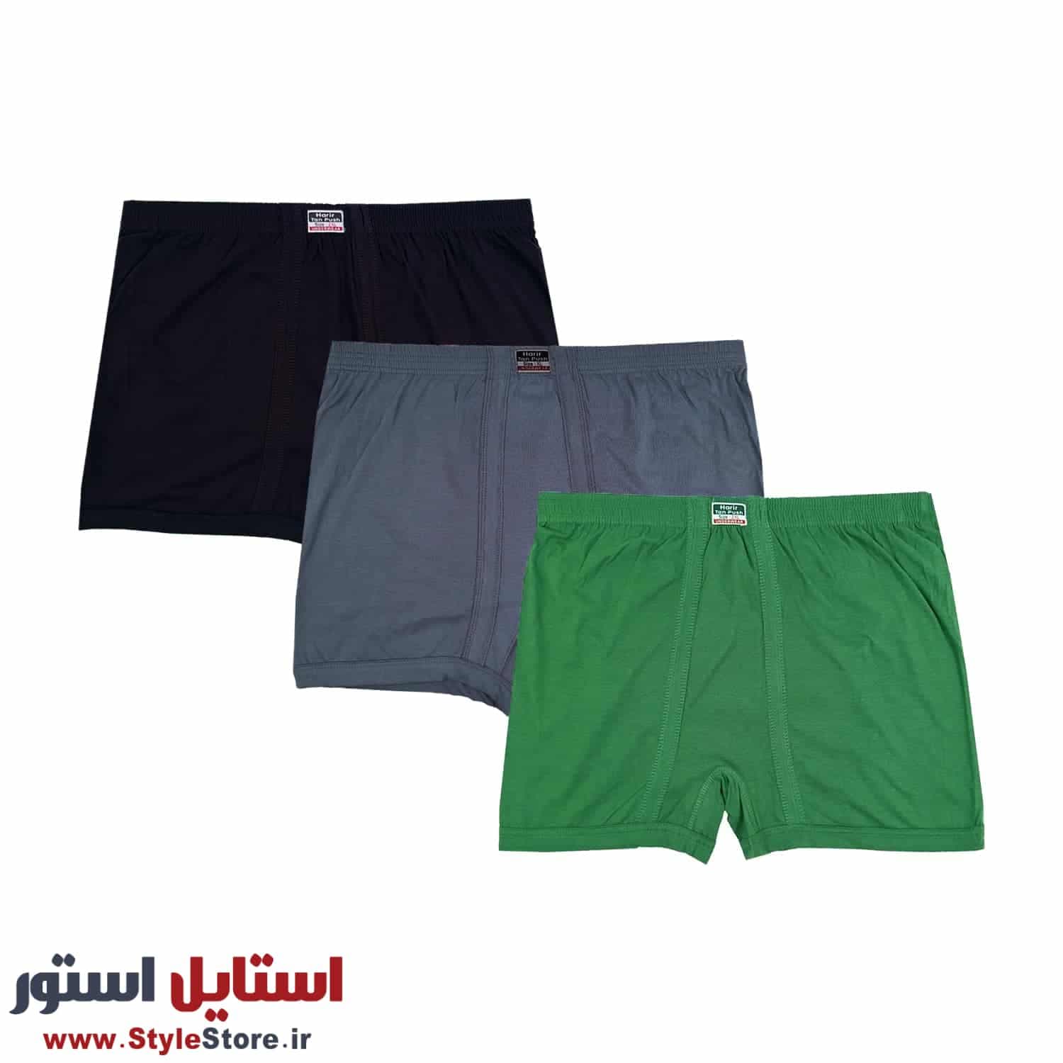 شورت مردانه حریر تن پوش مدل پادار کد 1421 مجموعه 3 عددی