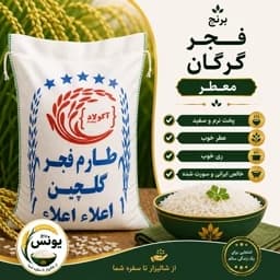 برنج فجر گرگان سوزنی معطر خالص(10 کیلویی)ارسال رایگان — تصویر ۲