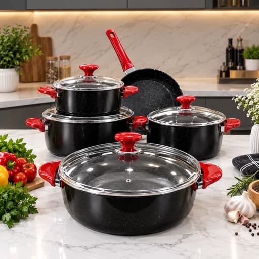 سرویس قابلمه گرانیتی 9 پارچه برند پی ام تی