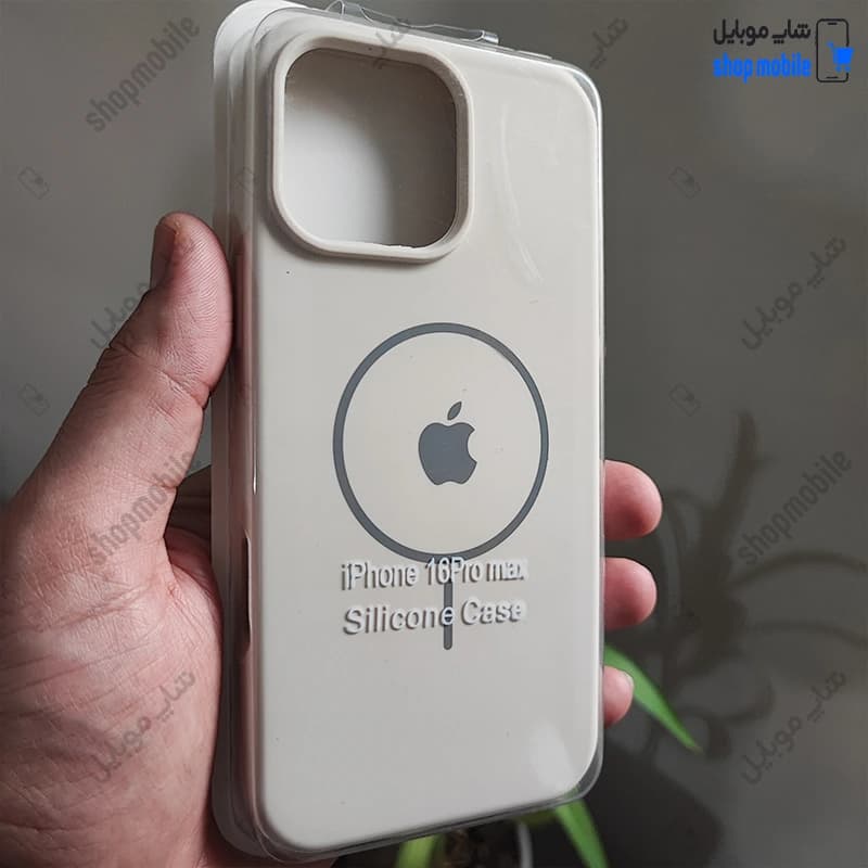 قاب گوشی آیفون 16 پرو مکس (کاور سیلیکونی پاک کنی اورجینال رنگ استخوانی)