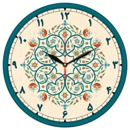 ساعت دیواری گرد مدل 1373f طرح گل سنتی با اعداد فارسی — تصویر ۲