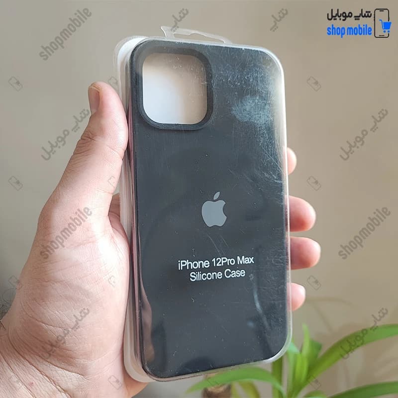 قاب گوشی آیفون 12 پرو مکس (کاور سیلیکونی پاک کنی اورجینال رنگ مشکی)