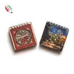 دفترچه یادداشت 50 برگ فنری جلد سخت چوبی مذهبی جیبی — تصویر ۲