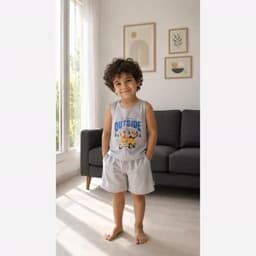 لباس بچگانه لباس کودک ست تاپ شلوارک طرح ماشین پسرانه — تصویر ۲