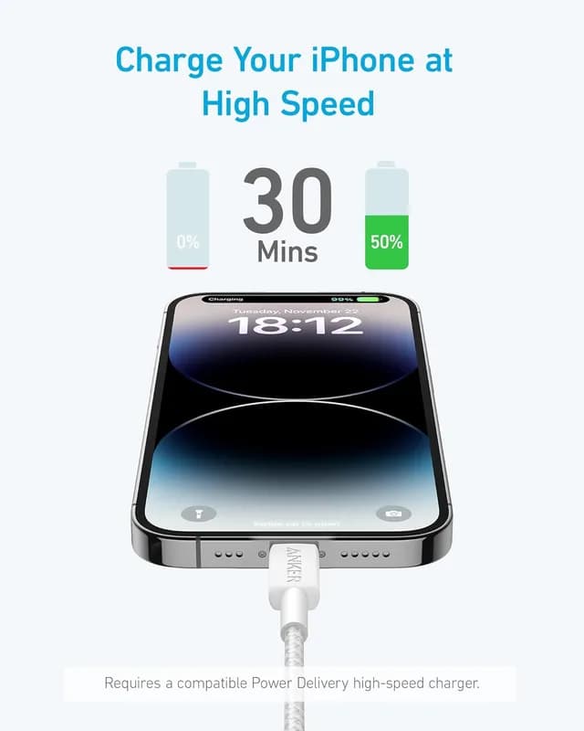 کابل USB C به لایتنینگ انکر Anker 322 USB C to Lightning Cable A81B6 — تصویر ۵