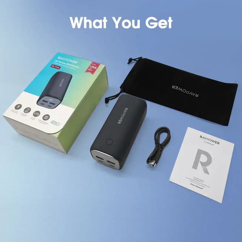 پاوربانک 20000 میلی آمپر راوپاور Ravpower PD Pioneer 20000mAh 70W RP-PB208PRO — تصویر ۷
