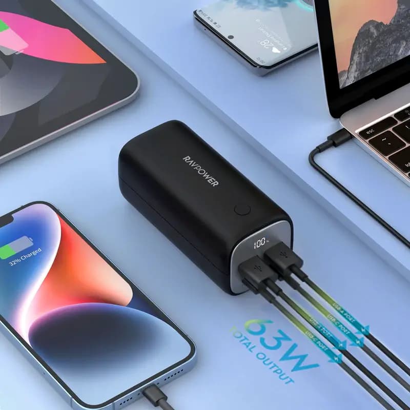 پاوربانک 20000 میلی آمپر راوپاور Ravpower PD Pioneer 20000mAh 70W RP-PB208PRO — تصویر ۴