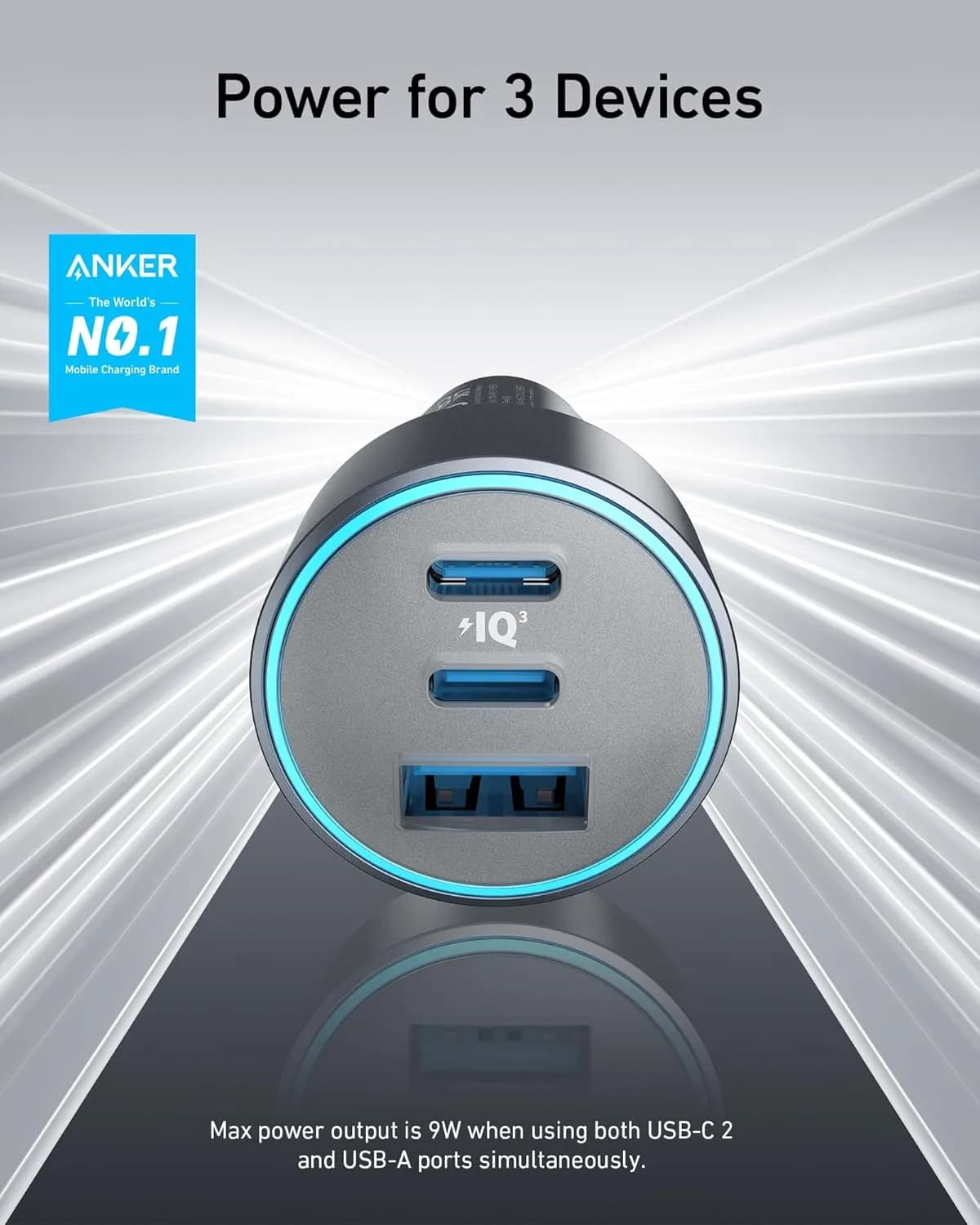 شارژر فندکی 67 وات انکر Anker 535 USB-C Car Charger 67W With USB C Cable B2731 به همراه کابل USB C — تصویر ۷