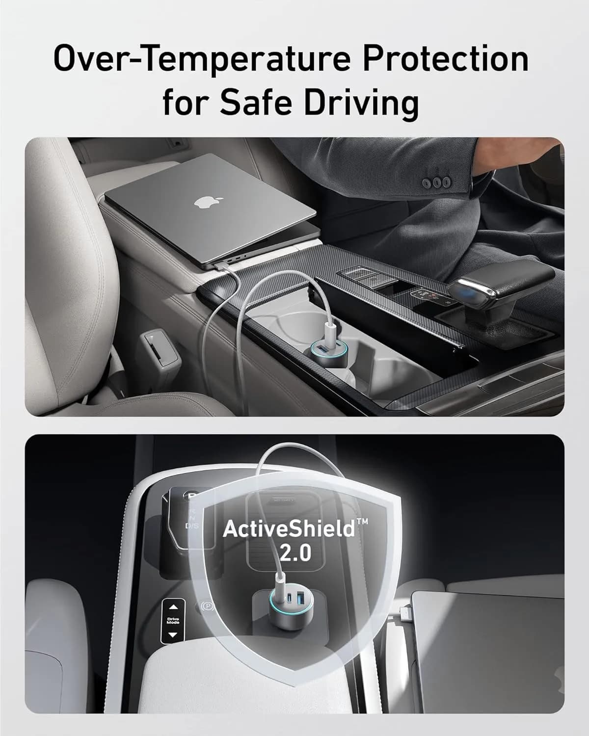 شارژر فندکی 67 وات انکر Anker 535 USB-C Car Charger 67W With USB C Cable B2731 به همراه کابل USB C — تصویر ۲