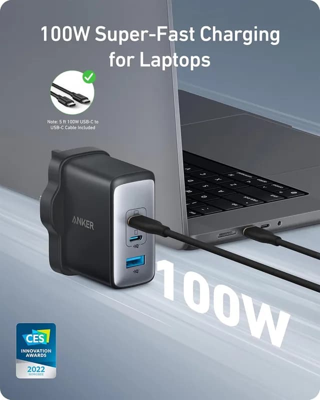 شارژر دیواری 100 وات انکر Anker 736 Charger Nano II 100W A2145K11 سه پین UK + مبدل پریز (هدیه) — تصویر ۳