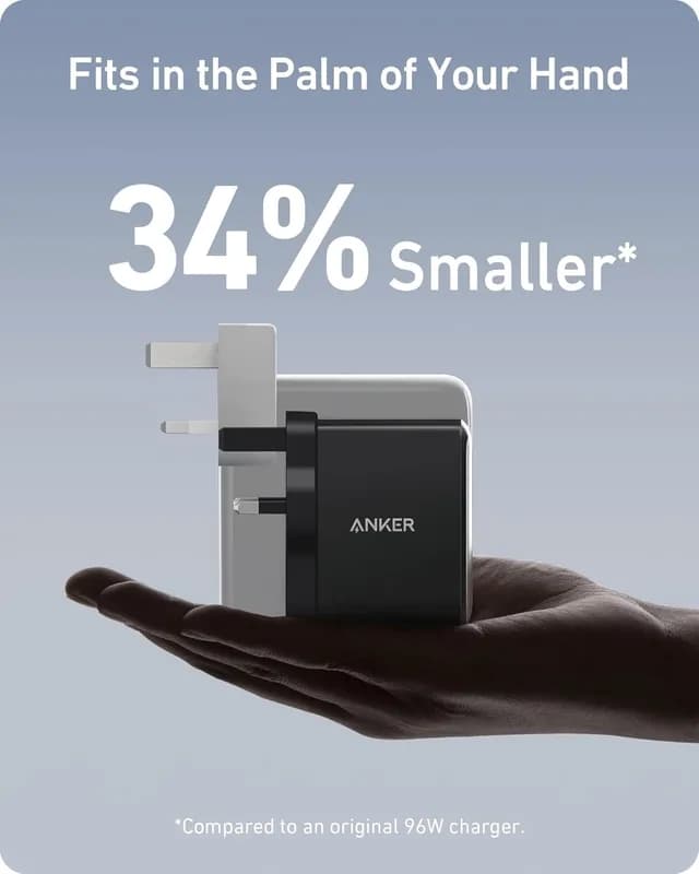 شارژر دیواری 100 وات انکر Anker 736 Charger Nano II 100W A2145K11 سه پین UK + مبدل پریز (هدیه) — تصویر ۲