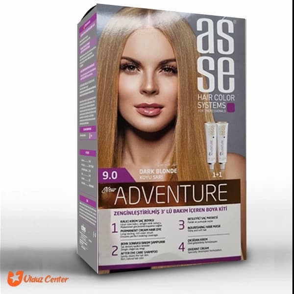 کیت رنگ موی بدون آمونیاک asse رنگ بلوند تیره کد 9.0