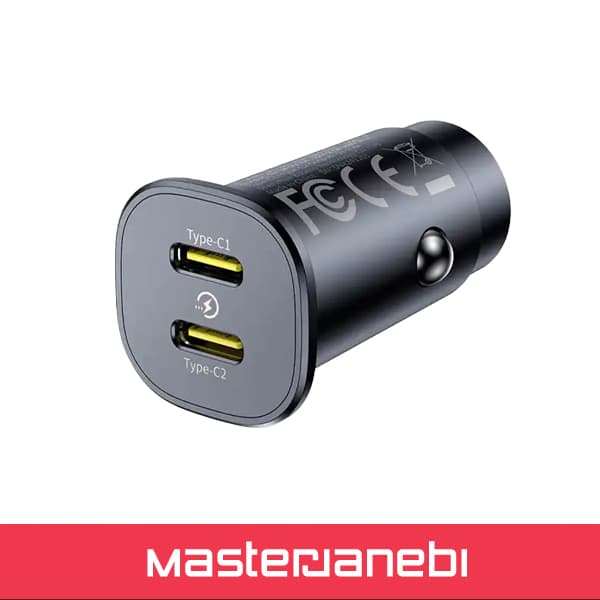 شارژر فندکی دو پورت تایپ سی 30 وات بیسوس Baseus GoTrip DP1 Car Charger BS-C15C2