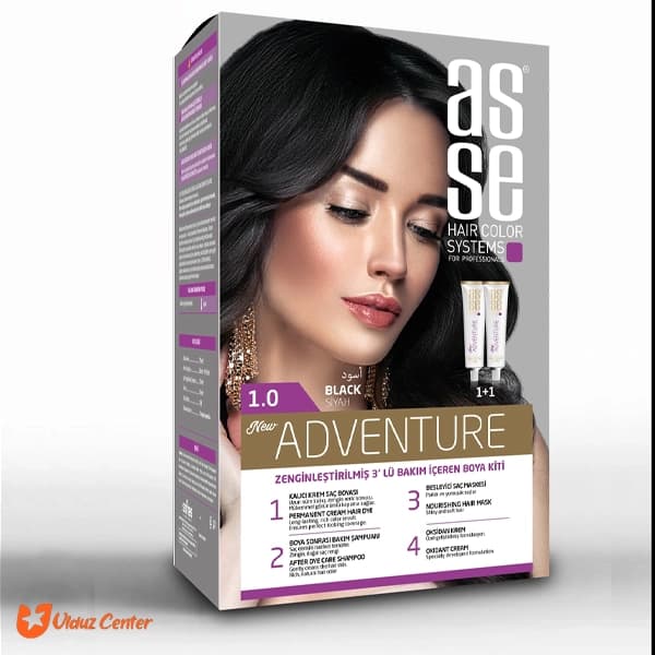 کیت رنگ موی بدون آمونیاک asse رنگ سیاه کد 1.0
