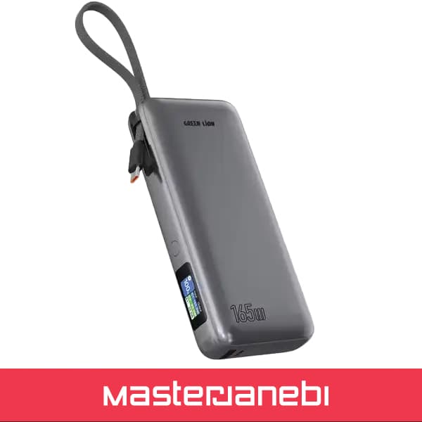 پاروبانک 165 وات 20000 با کابل تایپ سی گرین لاین Green Lion Tron X Power Bank GNTRX20P165GY