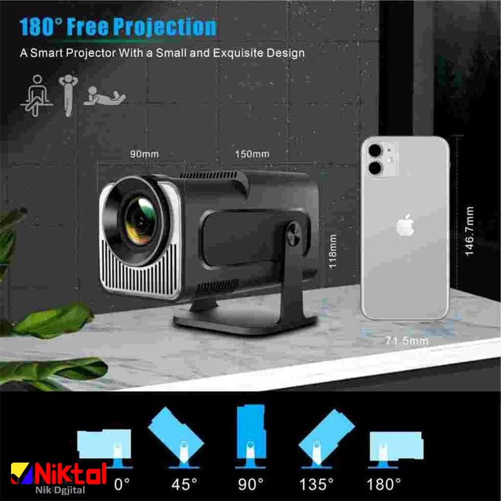 ویدیو پرژکتور پرتابل مدل HY320 mini | با رزولوشن Full HD 1080p — تصویر ۷