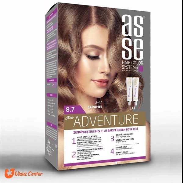 کیت رنگ موی بدون آمونیاک asse رنگ شکلاتی کد 8.7