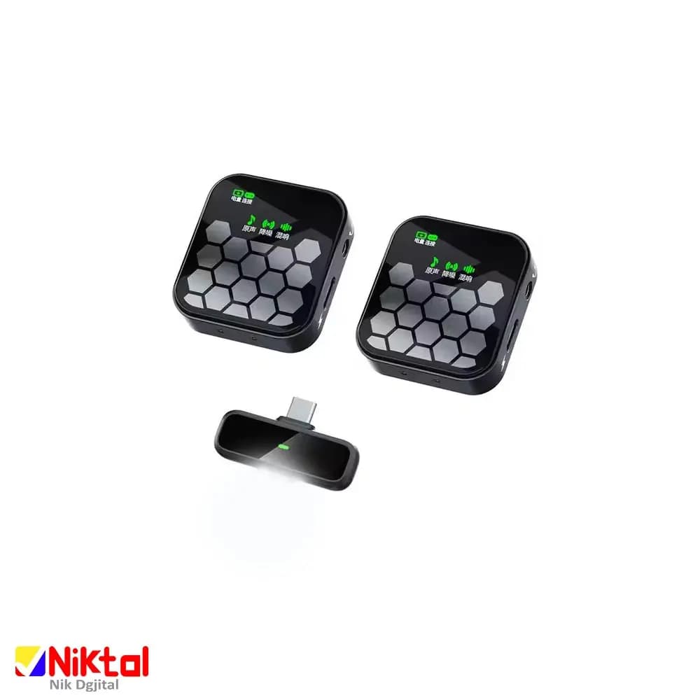میکروفون یقه‌ای بی‌سیم مدل J33 | با پورت اتصال آیفون و تایپ سی و حذف نویز | تکی و دو تایی