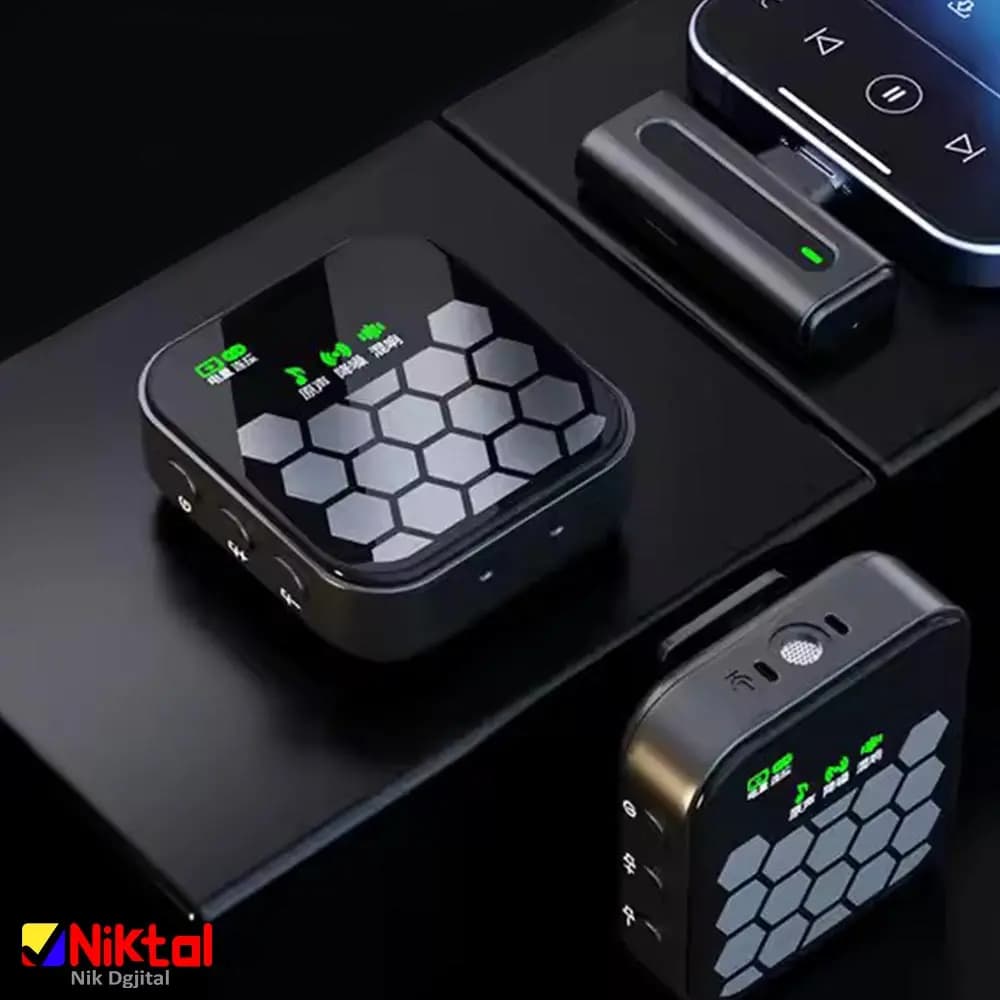 میکروفون یقهای بیسیم مدل J33 | با پورت اتصال آیفون و تایپ سی و حذف نویز | تکی و دو تایی — تصویر ۳