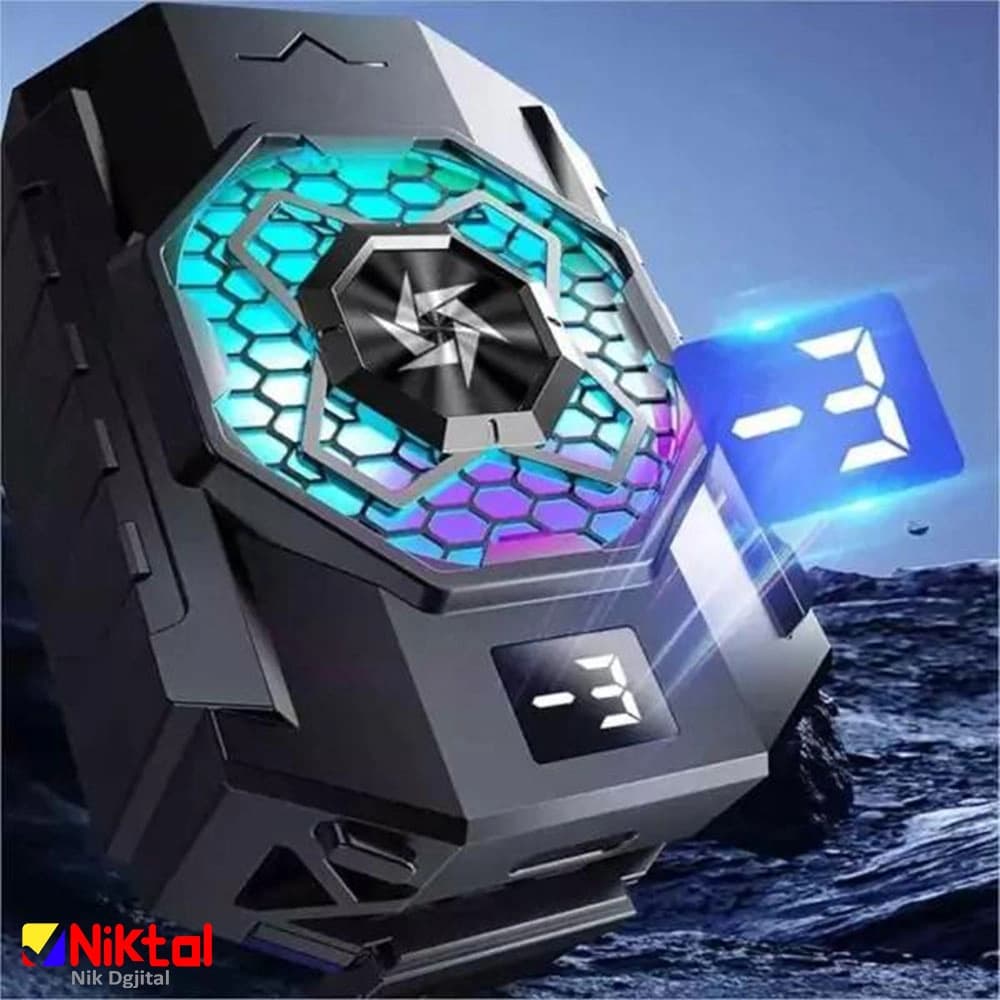 فن خنک کننده گوشی مدل SL-31 | اتصال گیره ای و خنک کننده رادیاتوری | نمایشگر LED و نورپردازی آبی — تصویر ۴