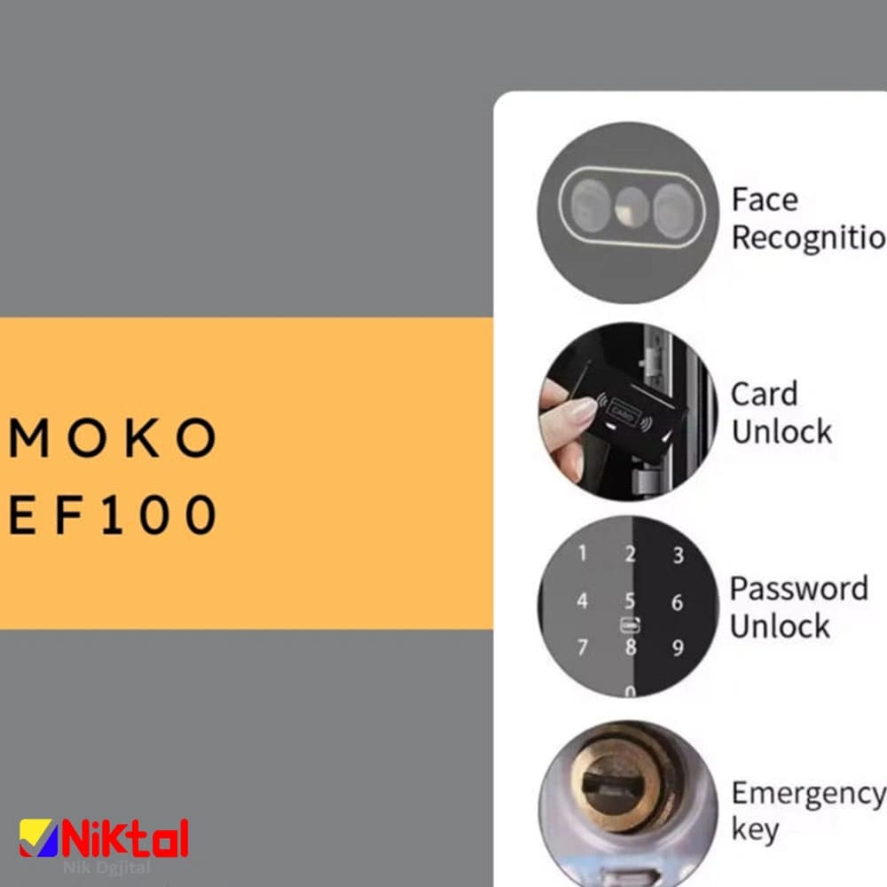 دستگیره و قفل هوشمند دیجیتال MOKO EF100 با تشخیص چهره و اثر انگشت — تصویر ۵