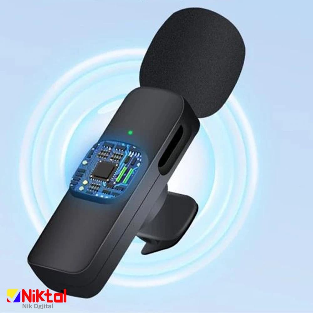 میکروفون بی‌سیم یقه ای دوگانه K9 | اتصال Type-C، انتقال صدا بدون تاخیر و با برد 20 متر — تصویر ۳