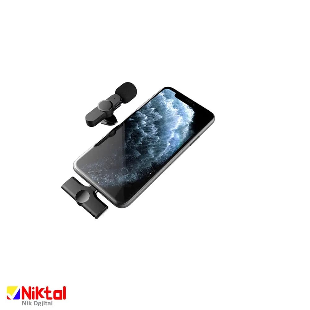 میکروفون یقه‌ای بی‌سیم مدل K11 – با اتصال لایتینینگ و کارکرد 6 ساعت مداوم – تک میکروفون — تصویر ۲