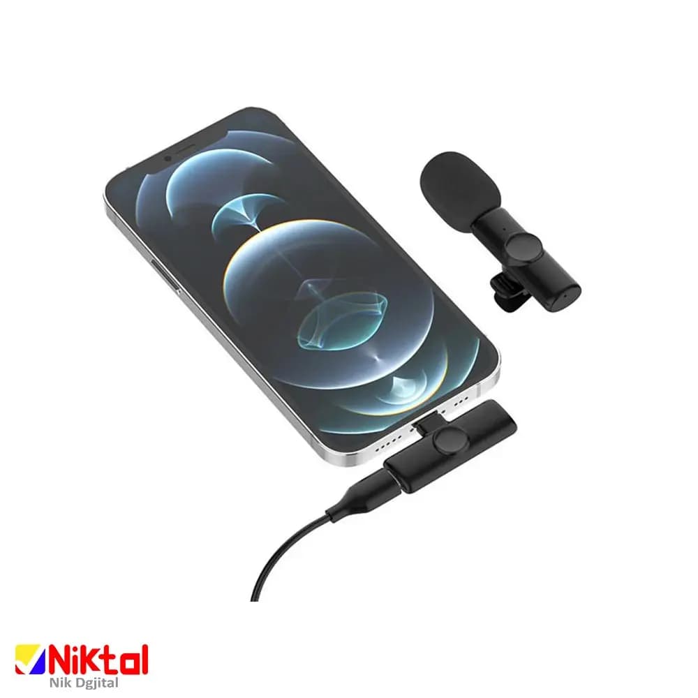 میکروفون یقه‌ای بی‌سیم مدل K11 – با اتصال لایتینینگ و کارکرد 6 ساعت مداوم – تک میکروفون — تصویر ۳