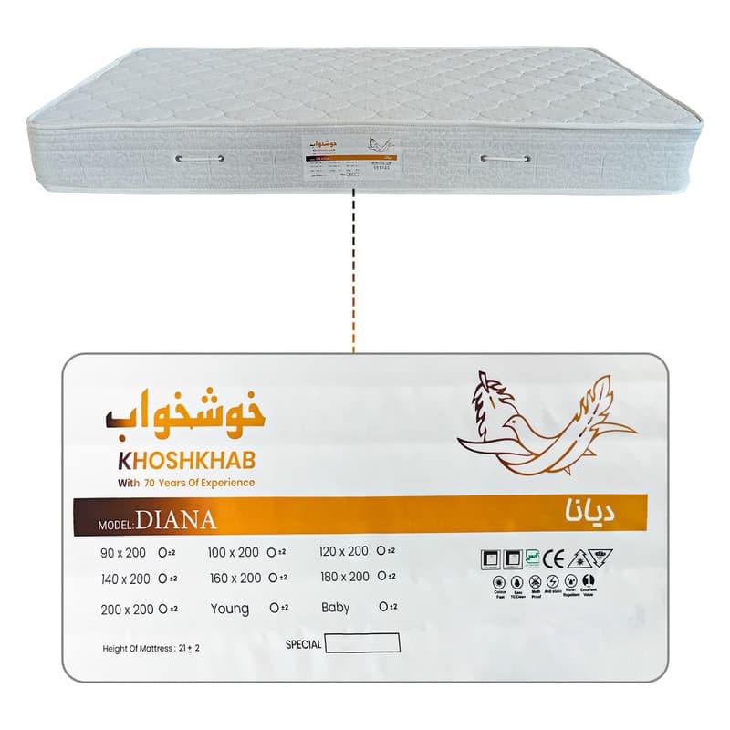 تشک طبی فنری خوشخواب مدل دیانا دونفره سایز 160×200 سانتی متر — تصویر ۲