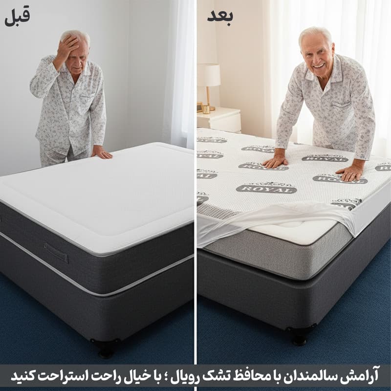 محافظ تشک ضد آب رویال مدل ساردونیا دونفره سایز 200×140 سانتی متر — تصویر ۳