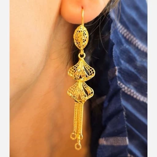 گوشواره نقره باروکش اب طلا. 6