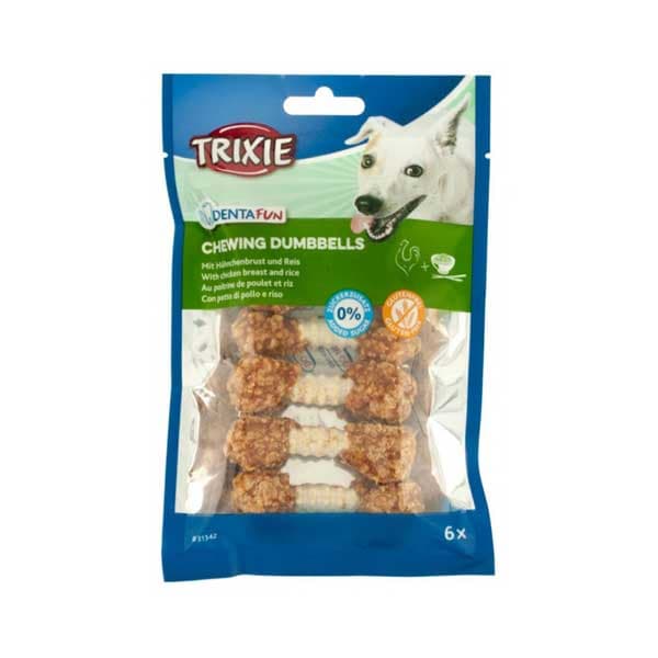 تشویقی دنتال سگ مدل دمبلی با طعم مرغ و برنج 6 عددی تریکسی (trixie)