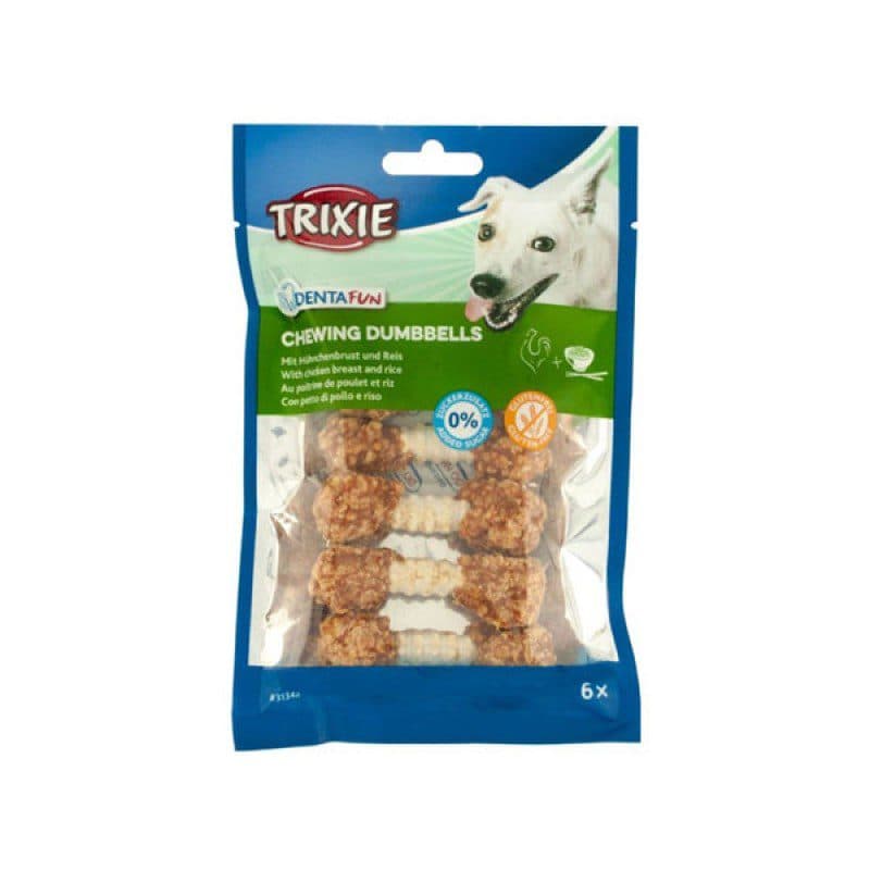 تشویقی دنتال سگ مدل دمبلی با طعم مرغ و برنج 6 عددی تریکسی (trixie) — تصویر ۳