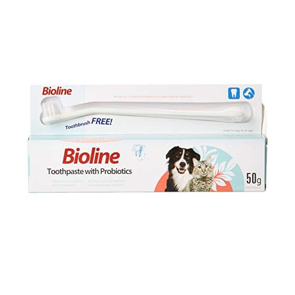 ست مسواک و خمیر دندان حاوی پروبیوتیک سگ و گربه بایولاین (bioline)